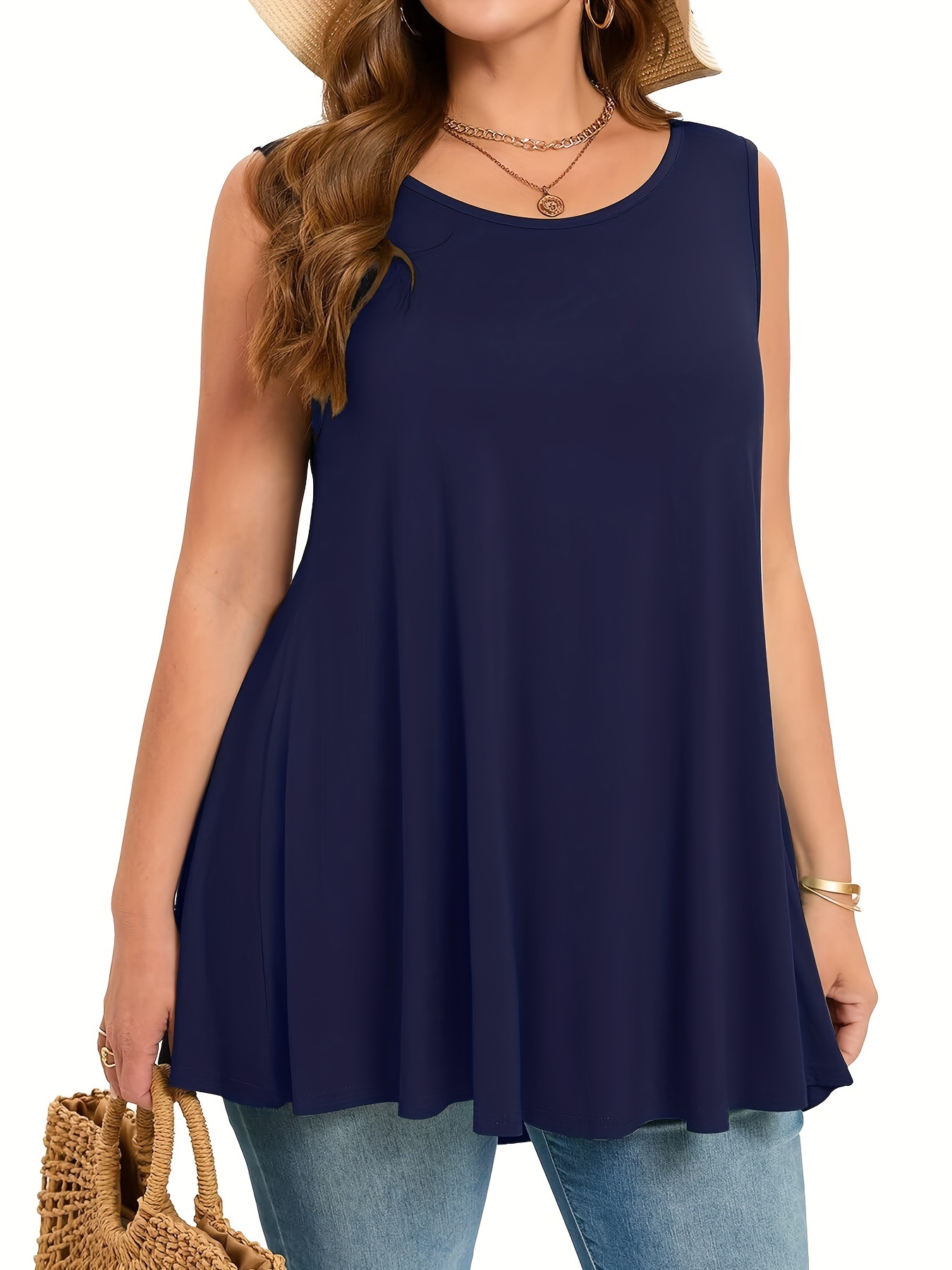 Summer Upf Clothing - Grande taille Simple solide débardeur décontracté