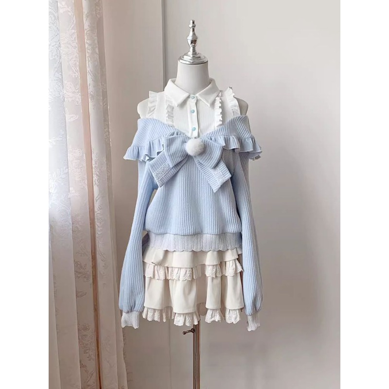 Off Shoulder Blouse - Ensemble 2 pièces Kawaii Soft Girl