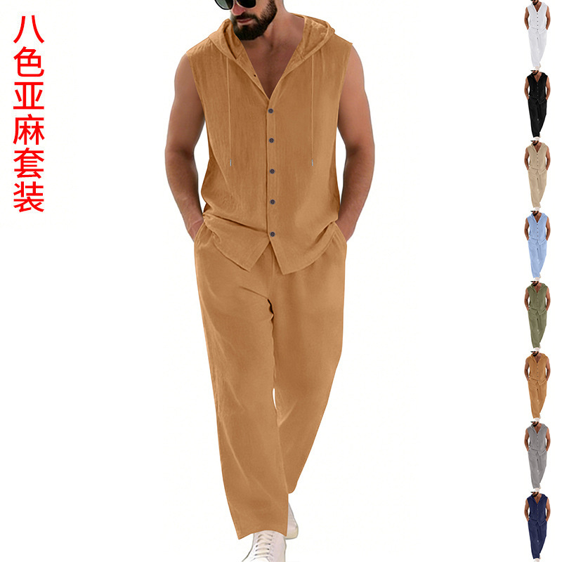 Summer Clothing Mens - Costume décontracté en lin pour hommes,