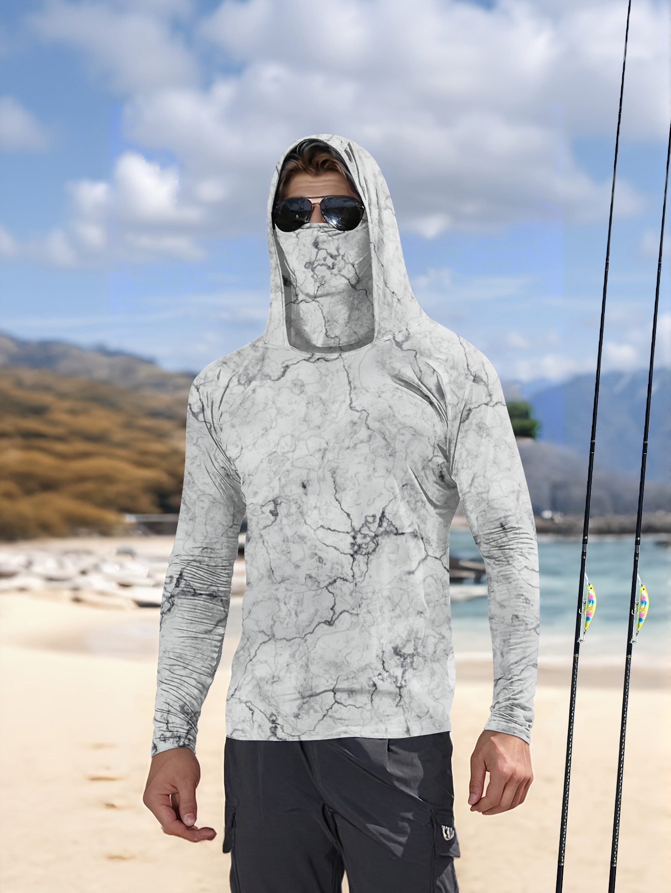 Summer Clothing Mens - T-shirt de pêche à capuche pour