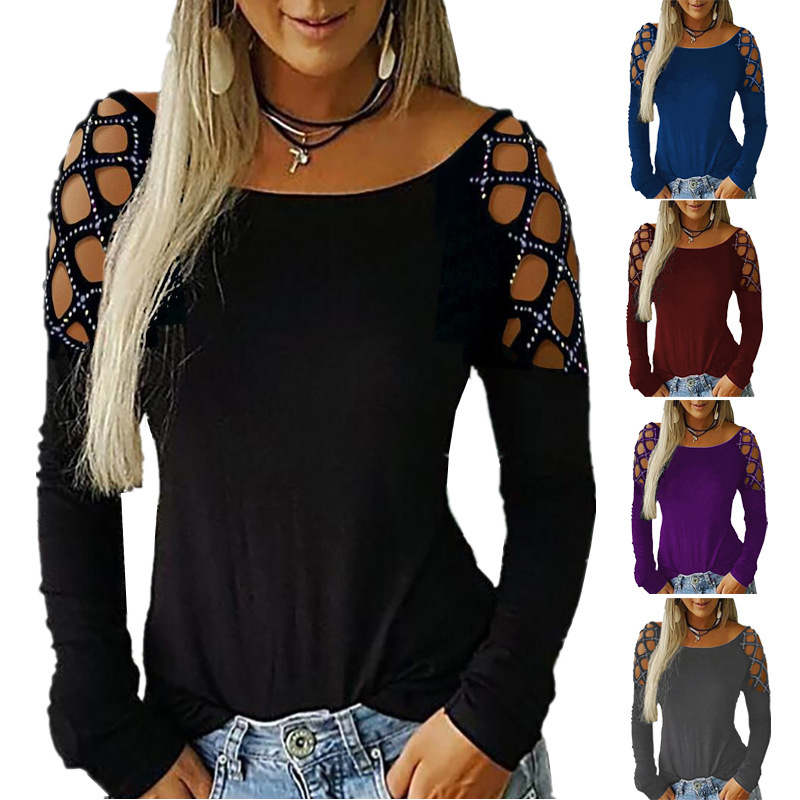 Off Shoulder Blouse - T-shirt femme à épaules dénudées, manches