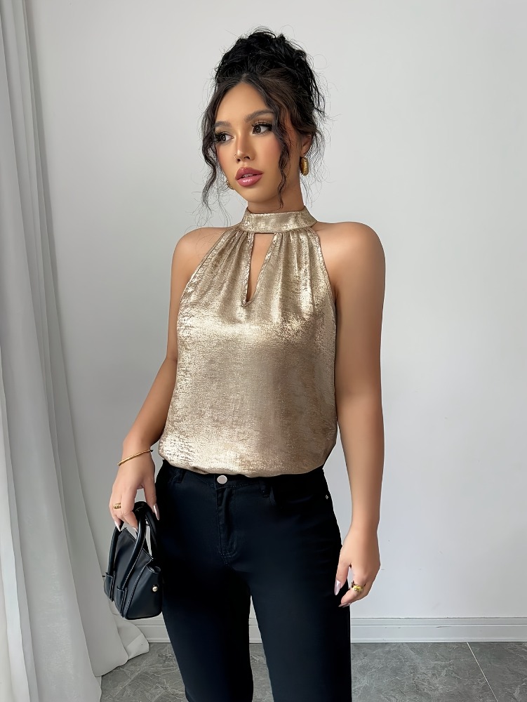 Chemisier Femme Doré Brillant  - Off Shoulder Blouse avis et prix