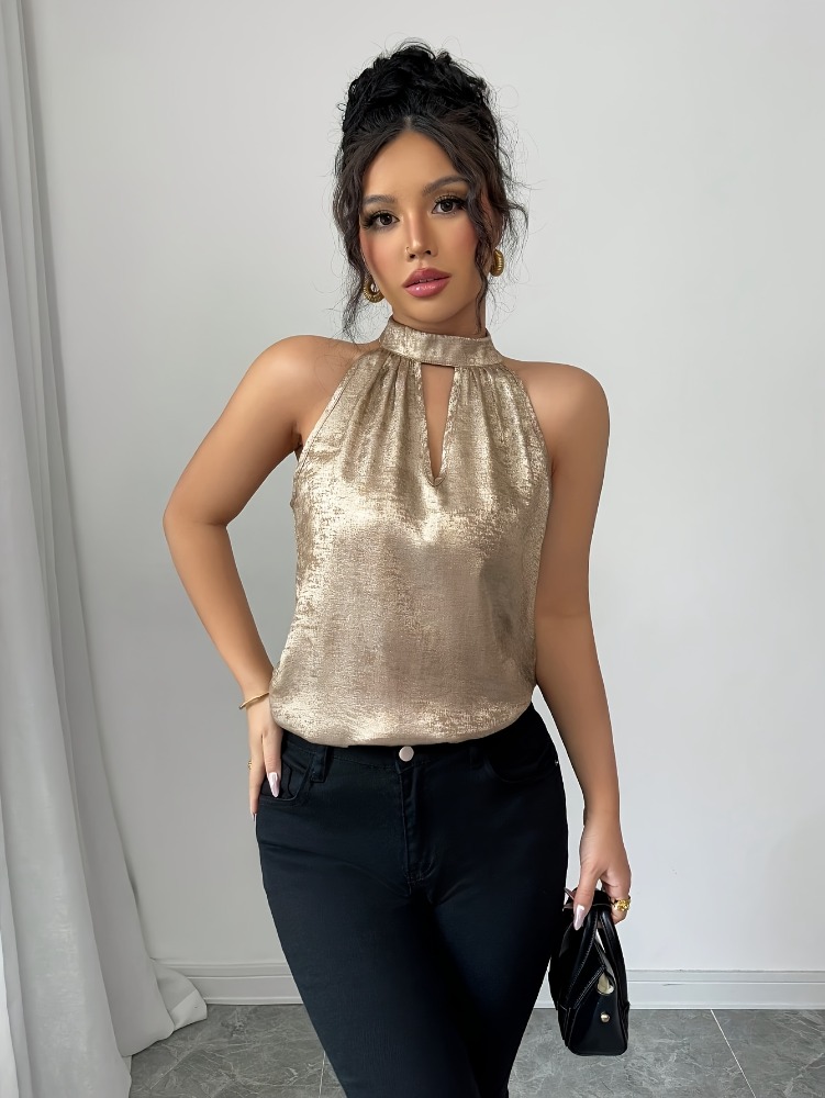 Chemisier Femme Doré Brillant  - Off Shoulder Blouse avis et prix