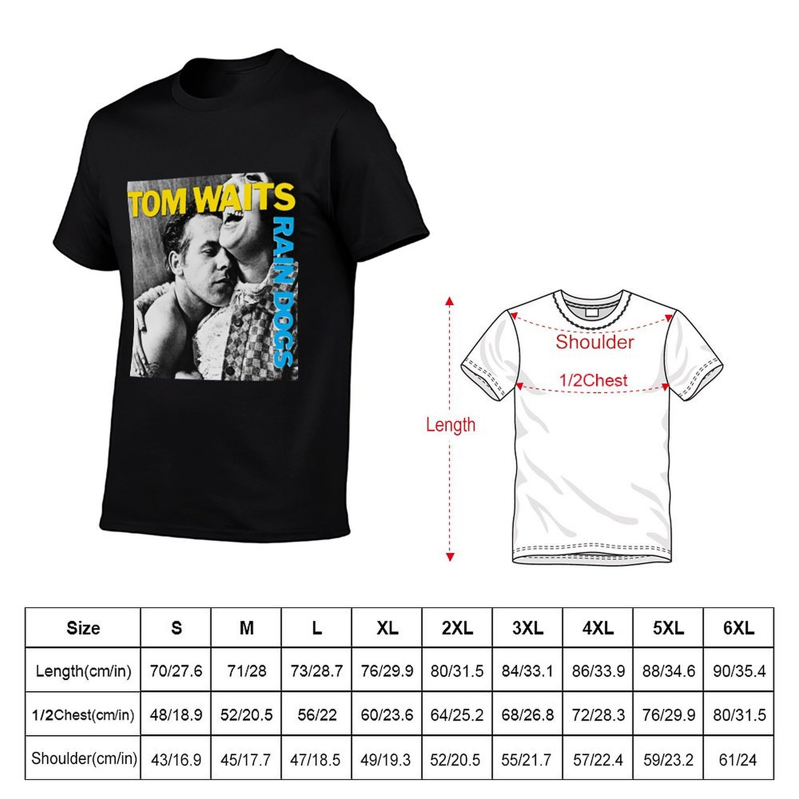 T-shirt Tom Waits Rain Dogs, c - Summer Clothing Gif avis et prix